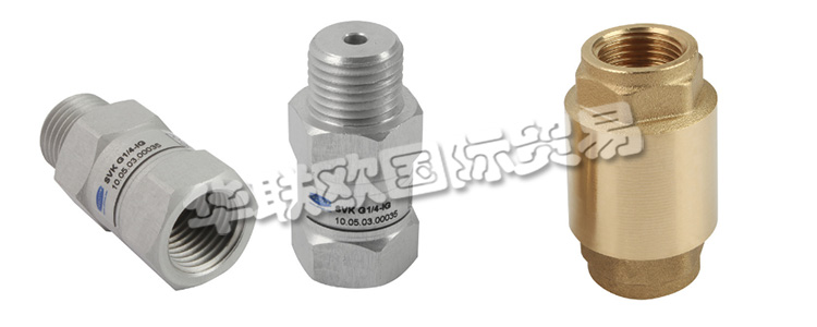 止回閥是指依靠介質(zhì)本身流動而自動開、閉閥瓣，用來防止介質(zhì)倒流的閥門，又稱逆止閥、單向閥、逆流閥和背壓閥。止回閥屬于一種自動閥門，其主要作用是防止介質(zhì)倒流、防止泵及驅(qū)動電動機反轉(zhuǎn)，以及容器介質(zhì)的泄放。止回閥還可用于給其中的壓力可能升至超過系統(tǒng)壓的輔助系統(tǒng)提供補給的管路上。止回閥主要可分為旋啟式止回閥(依重心旋轉(zhuǎn))與升降式止回閥(沿軸線移動)。SCHMALZ止回閥一般用于關(guān)閉未覆蓋的吸盤的真空管路，是真空應(yīng)用中非常重要的一種真空組件。